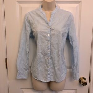 Sag Harbor Petite Embroidered Cotton Blouse Large